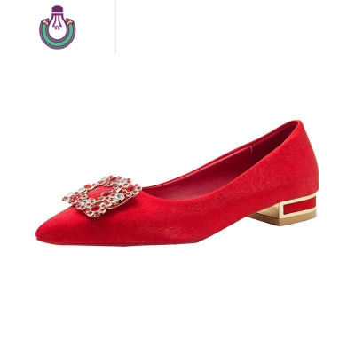 FISHBASKET婚鞋女2020新款结婚鞋子新娘鞋孕妇平底低跟2cm中式红秀禾鞋休闲鞋