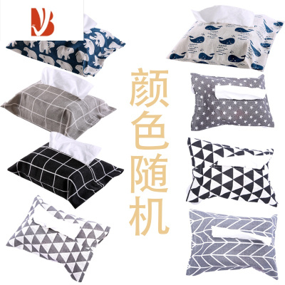 三维工匠可爱卡通布艺防水纸巾套纸抽盒袋创意悬挂车载家居抽纸包装盒ins 普通款随机一个装