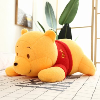 大号创意di士尼小熊维尼熊抱枕毛绒玩具公仔娃娃羽生结弦同款宝贝绒维尼熊（长毛绒款）极软羽绒棉款65厘米送零钱包