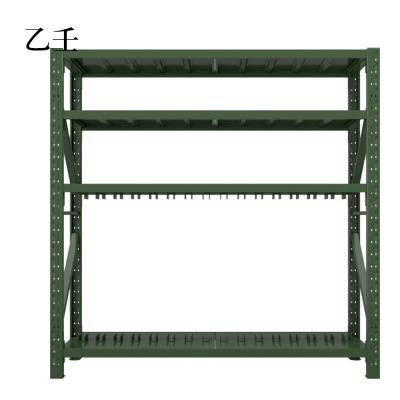 乙壬消防铁锹镐农具摆放架安保装备器材存放架军绿色拆装盾牌货架盾牌架2000*600*2000[工厂现做 7天内发货]
