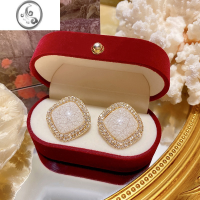 JiMi耳钉女2023年新款潮高级感轻奢耳饰银银法式小香风气质设计感耳环