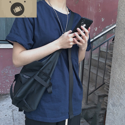 ins日系原宿暗黑风机能工装帆布包女韩国百搭纯色学生单肩斜挎包艾狄伊娃单肩包