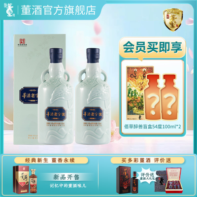 董酒[商务礼赠] 老字号H3 董香型白酒 景德镇陶瓷 非遗酿造 54度 500ml 2瓶 两瓶装