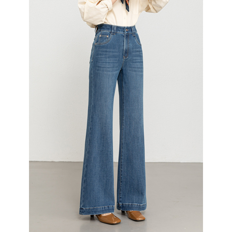 20266春季新款弹力修身喇叭拖地裤女高腰显瘦微喇牛仔长裤