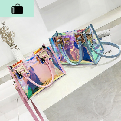 INS今年流行小包包2020新款潮斜挎女包镭射手提单肩透明果冻夏天NEW LAKE女斜挎包