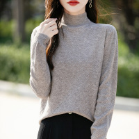 秋冬新款套头半高领菱形毛衣女士内搭打底衫宽松上衣针织衫