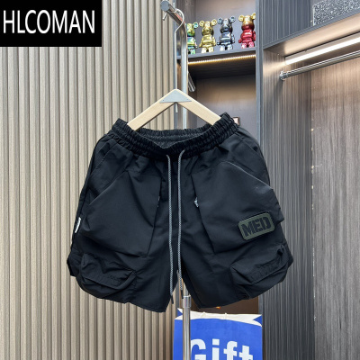 HLCOMAN夏季户外多口袋运动工装三分裤男休闲直筒速干裤青年潮流纯色短裤