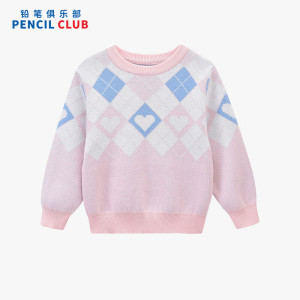[福利]铅笔俱乐部童装2025年秋冬新款女小童毛衣儿童针织衫宝宝套头圆领毛衫