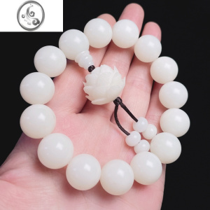 JiMi白玉菩提子圆珠大莲花绕指柔手串手把件手链佛珠男女情侣 白玉菩提大莲花手串大莲花