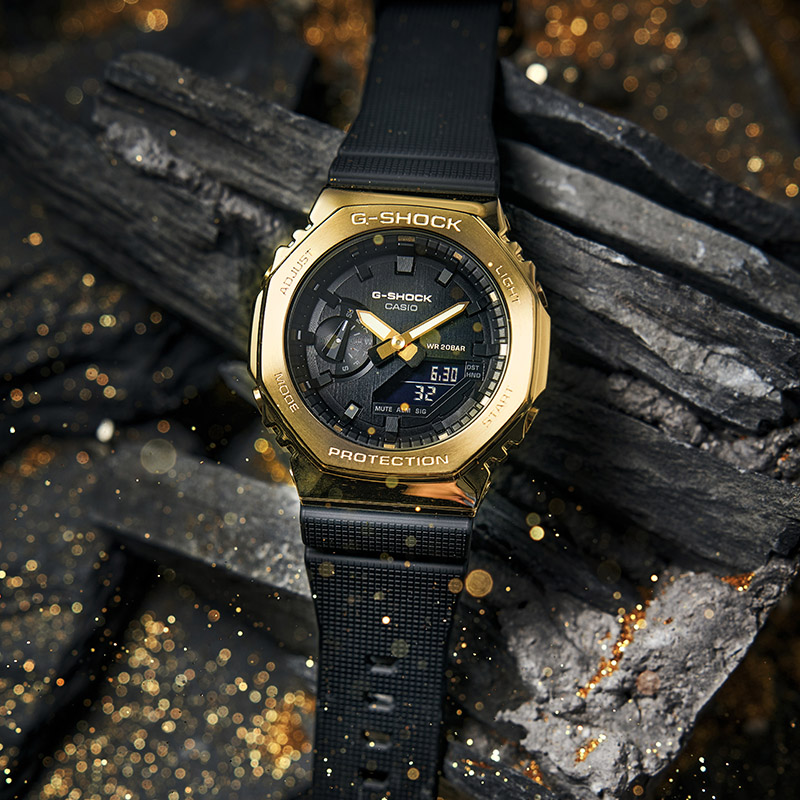 卡西欧手表 g-shock 王鹤棣同款"黄金时代"新黑金系列金属表盘 男女