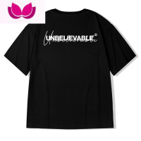 七斓潮牌T恤男美式宽松大码胖子嘻哈高街夏季简约百搭情侣装短袖