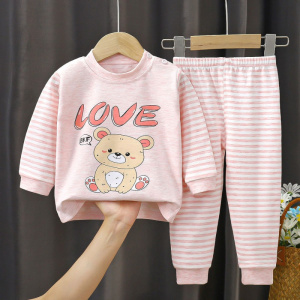 儿童秋衣秋裤彩棉男童女童0-8岁内衣套装睡衣春冬季长袖睡衣