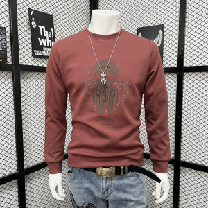 欧洲站时尚男装卫衣烫钻卡通人物长袖体恤打底衫上衣修身潮牌新款