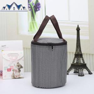 圆形保温饭盒袋保温袋带饭的手提袋子帆布便当包加厚铝箔饭盒包包 三维工匠收纳包