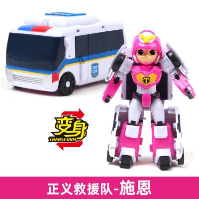 正义救援队玩具套装新款变形波利玻铂利警车汽车托雷恩施男孩玩具施恩