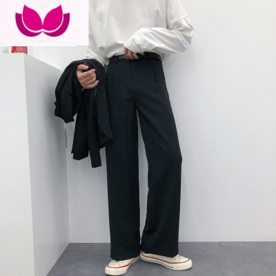 七斓19studio 韩版ins阔腿裤垂感显瘦拖地长裤潮宽松西裤直筒男休闲裤