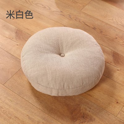 亚麻坐垫布艺可拆洗加厚圆形打坐客厅榻榻米飘窗阳台地板坐墩