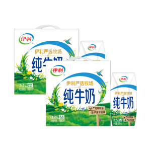 [3月生产]伊利严选牧场纯牛奶200ml*12盒*2箱 优质乳蛋白 0添加 礼盒装