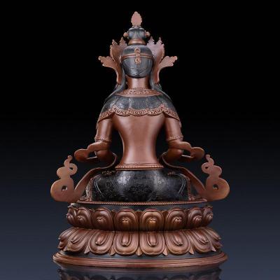 家柏饰(CORATED)长寿佛佛像 铜藏传密宗无量寿佛长寿三尊尼泊尔供奉摆件