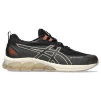 ASICS跑步鞋男透气轻便缓震舒适黑色橙色点缀网面线条装饰户外