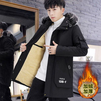 NEWLAKE2020新款冬季男士棉衣加绒加厚中长款外套韩版帅气潮流棉服棉袄子棉衣