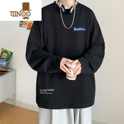 YANXU少年感长袖T恤男盐系ulzzang潮牌体恤衫中学生大码宽松上衣