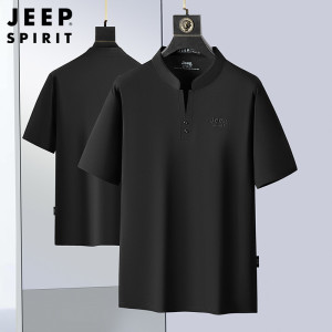 JEEP 吉普短袖T恤男夏季新款立领宽松大码衣服舒适T恤男士