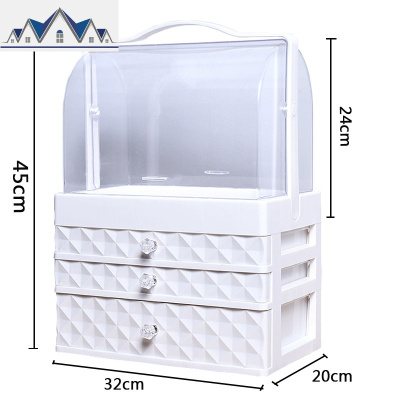 网红化妆品收纳盒透明防尘抽屉式压克力护肤品桌面梳妆台整理箱架 三维工匠