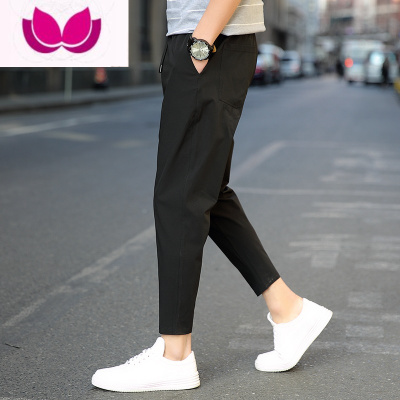 七斓裤子男夏季2023新款韩版潮流休闲直筒薄款大码宽松运动冰丝九分裤