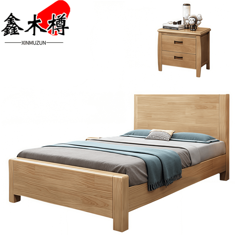 鑫木樽双人床+床头柜180*200*98cm套