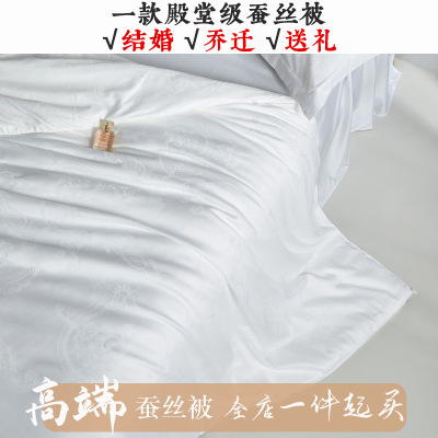 高端100%桑蚕丝80支长绒棉蚕丝被子贡缎提花春秋被冬被子母被被芯