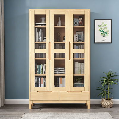 鑫金虎(XIN JIN HU) 三门书柜带玻璃门落地家用客厅组合文件展示柜