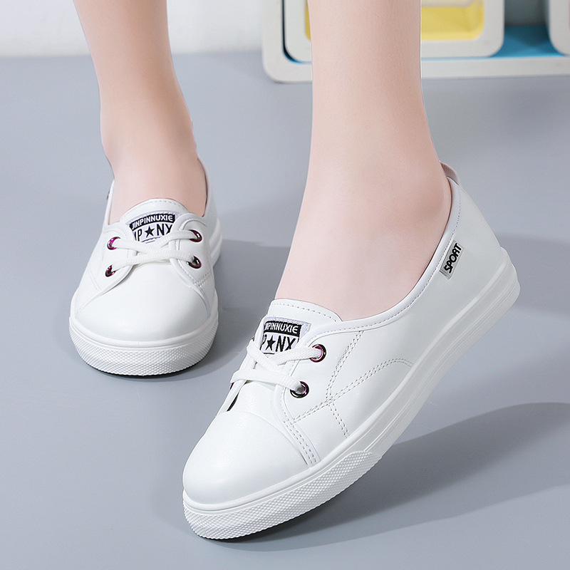 秋季新款透气ins韩版皮面鞋女学生街拍跑步运动休闲鞋