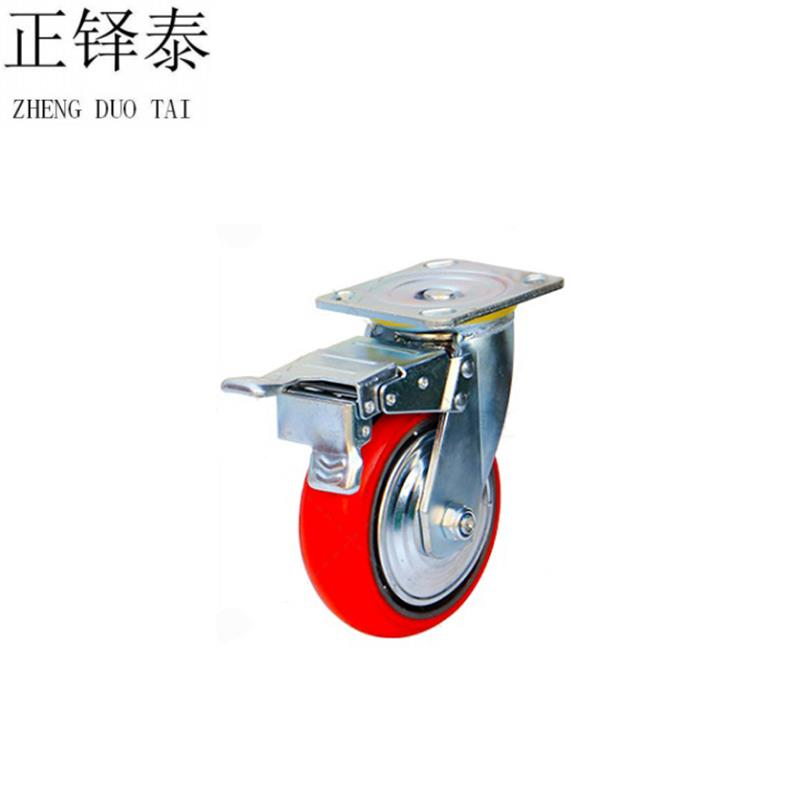 正铎泰 聚氨酯 耐磨 带刹车万向轮 3寸75mm/个