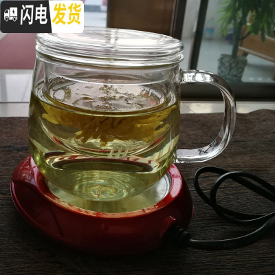 三维工匠耐热玻璃杯 花茶杯带把带盖过滤泡茶杯男女式办公水杯茶具加厚 园趣500+恒温宝