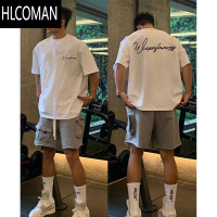 HLCOMAN美式潮牌嘻哈字母短袖T恤男夏季时尚百搭小领口宽松青春简约上衣