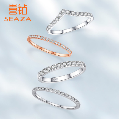 SEAZA喜钻叠戴系列-初雪18K金钻石戒指排戒钻戒简约百搭可叠戴个性时尚多款可选