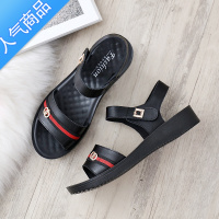 SUNTEK妈妈鞋凉鞋夏季2023新款软底老人中老年平底中年女鞋舒适防滑