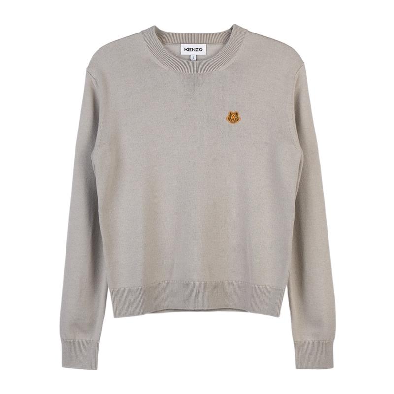 高田贤三(Kenzo)女款羊毛长袖针织衫圆领罗纹边饰运动卫衣外套