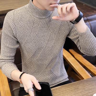 HLCOMAN秋冬季半高领毛衣男士韩版修身中领打底针织衫加绒加厚线衣毛衫毛衣