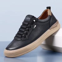 2025春季新款百塔男潮透气牛皮男士休闲皮鞋开车一脚蹬豆豆鞋