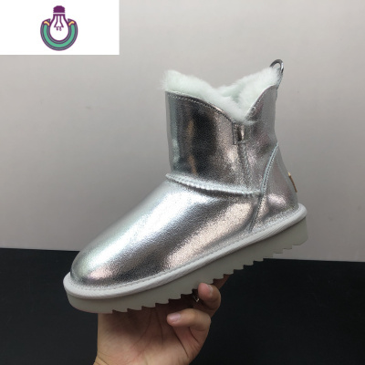 FISHBASKET工厂2020冬款皮女鞋里棉靴雪地靴防滑防水皮女短靴靴子