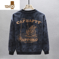 YANXU潮牌卫衣男秋季2023新款情侣无帽长袖圆领上衣男士休闲宽松运动服