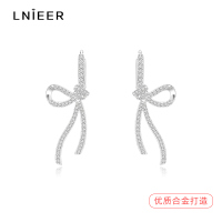 超闪满钻蝴蝶结耳环小众设计轻奢高级感轻奢小众圆脸耳坠耳饰女