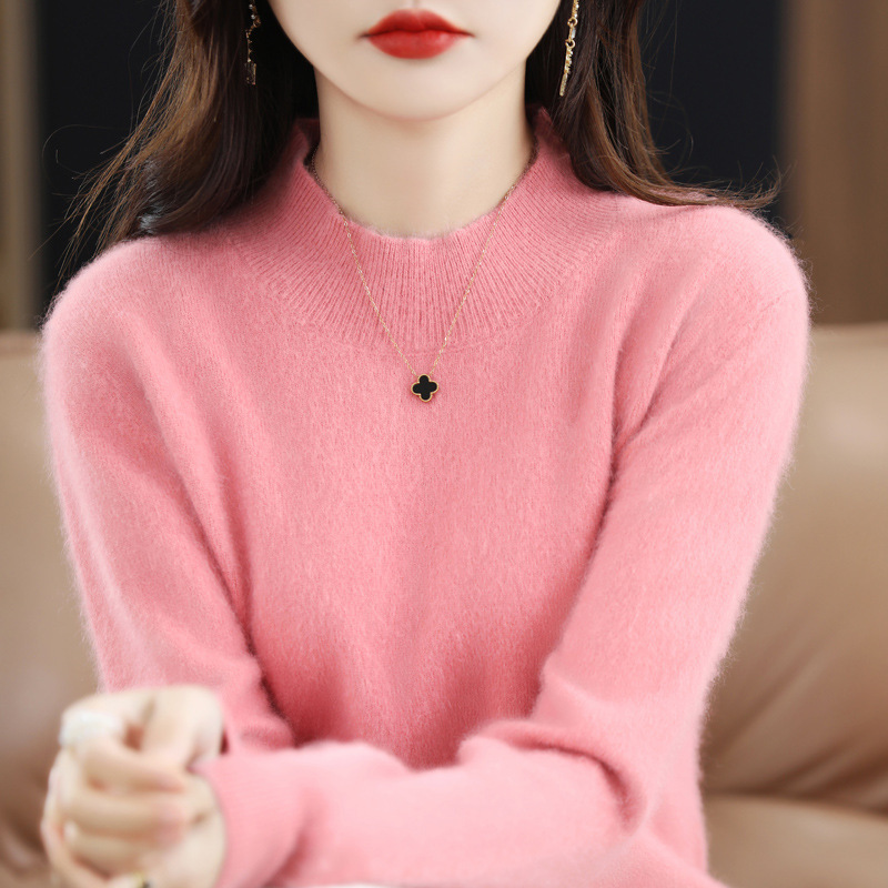 新款貂绒衫女针织衫秋冬外穿内搭上衣宽松打底衫毛衣