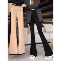 黑色马蹄裤女秋冬加绒新款加厚休闲高腰显瘦垂坠感微喇叭裤子