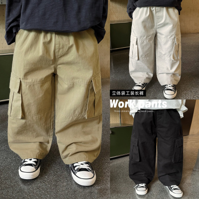 童酷男童秋款湖州织里童装百搭中小童工装裤洋气纯色儿童裤子