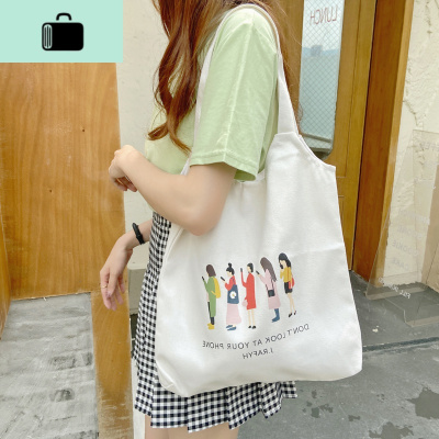 原创ins帆布包女单肩少女学院风托特包大购物袋韩国ulzzang布袋包NEW LAKE女士单肩包