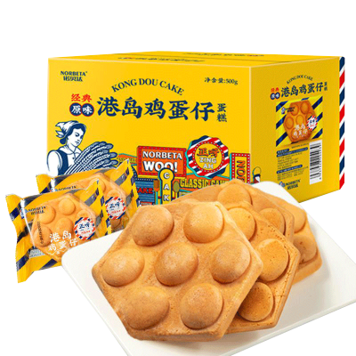 港岛鸡蛋仔500g箱装蛋糕糕点零食营养学生早餐速食吐司夹心面包煎饼干整箱网红食品充饥