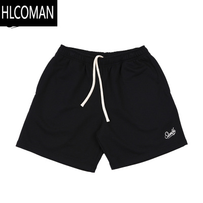 HLCOMAN休闲毛圈五分短裤男女健身跑步宽松训练吸汗潮字母美式